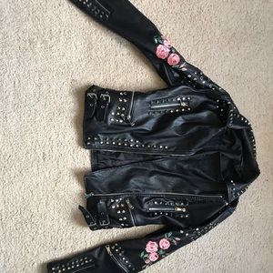 Rose and Studded leather jacket